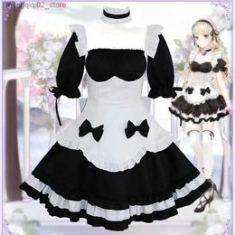 Theme Costume Black White Chocolate Halloween Comes French Bowknot Maid Lolita Girls Woman Cosplay Come Waitress Party Comes Q240307