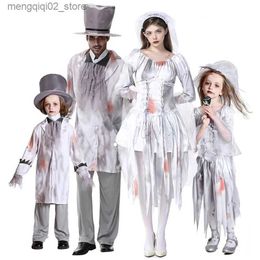 Theme Costume Umorden Horror Scary Bloody Zombie Bride and Bridegroom Comes for Kids Child Teens Adult Family Halloween Fancy Dress Q231010