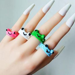 Cluster Rings Fashion Smile Frog For Women Girls Funny Chicken Ring Cute Cartoon Animal Friends Couple Jewellery Gift