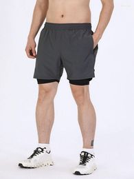 Running Shorts 2 In 1 Men Gym Sports Jogging Breathable Beach Pocket Training Drawstring Male