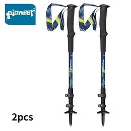 Trekking Poles Pioneer 2 Pcs Trekking Poles Hike Walking Stick Nordic Walking Cane Aluminum Ski Camp Telescopic Baton Outdoor Hiking Poles 231010