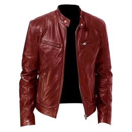 Men's Jackets Men Leather Jacket Stand Collar Slim Pu Leather Jackets Spring Autumn Men''s Motorcycle Causal Long-sleeved Coat 231005