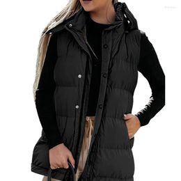 Women's Vests Xingqing Padded Vest For Women Casual Solid Colour Sleeveless Zip Up Hooded Puffer Gilet Winter Soft Warm Quilted Coat Outwear