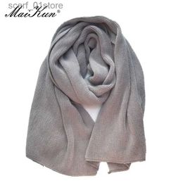 Scarves Maikun Thick Warm Scarf For Women Pure Colour Ladies Imitation Cashmere Black Scarf Female Winter To Increase AhlL231111