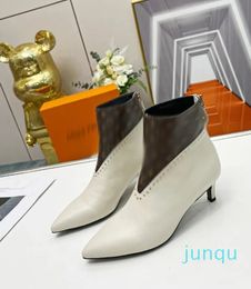 Womens Designers Boots Leather Martin Ankle Chaelsea Boot Fashion Wave Coloured Rubber Outsole Elastic Webbing