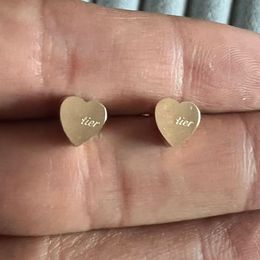 Rose Gold Luxury Brand Studs Cute Size Smooth Stainless Steel Heart Love Women Designer Earrings Wholesale