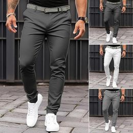 Men's Pants Outdoor Men Trousers Solid Colour Slim Fit Business Office With Slant Pockets Zipper Fine For A
