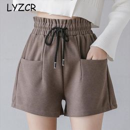 Women's Shorts 2023 Women Winter Loose High Waist Thick Plus Size For Pocket Warm Black