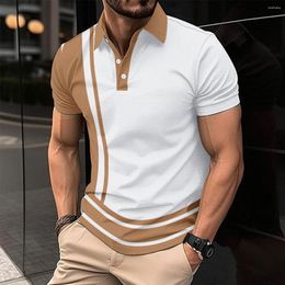 Men's Polos 2023 Polo Shirt 3d Stripe Print T-Shirt Casual Short Sleeve Tops High Quality Summer Shirts Male Tees Clothing Xl