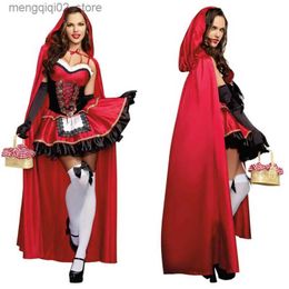 Theme Costume Cosplay Little Red Riding Hood Cloak Come for Women Fancy Adult Halloween Fantasia Carnival Dress Up Party Fairy Tale Girl Q231010