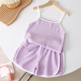 Clothing Sets Girls' Casual Fashion Camisole Suit Summer Female Baby Thin Shorts Two-piece 1-5 Years Old.