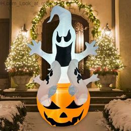 Other Event Party Supplies 1.8M Halloween Ghost Inflatable Decoration White Phantom Pumpkin Ornaments with LED Lights Outdoor Courtyard Q231010