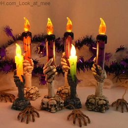 Other Event Party Supplies Fake Skeleton Candle Halloween Home Decorations Horror Skull Hand Lights Ornament 2023 Halloween Decor Battery Powered Q231010