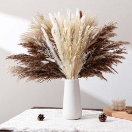 Decorative Flowers 80pcs Natural Dried Bulrush Dry Real Pampas Grass For Decoration Party Wedding Arrangement Tall Fall Home Decor