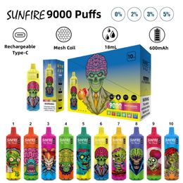 Original Disposable Vape 9000 Puffs Fruit Flavours Pod E Cig Vapes Pen 10000 Puff 18ml Device Mesh Coil 10 Flavours Rechargeable E-Cigarette Hookah Pen Wholesale Puffs