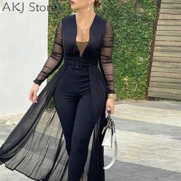 Women Fashion Elegant Long Sleeve Mesh Skinny Jumpsuits Formal Party Romper Sheer Jumpsuit Women's & Rompers248u