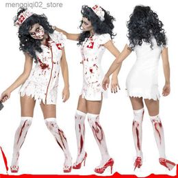 Theme Costume New Halloween Cosplay Comes Bloody Rose Mary Nurse Demon Clothes White Zombie Dressing Party Conmes Halloween Comes Q231010