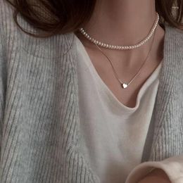 Pendants 925 Sterling Silver Personalized Heart Necklace Pearl Collarbone Chain Choker Fashion Accessories For Women's Fine Jewelry