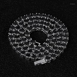 DNSCHIC Iced Out Tennis Necklace 5mm White Gold Chain Line with Black CZ for Men Women Hip Hop Jewellery Rapper Street Fashion1251N