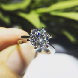 Fashion Trendy Jewellery 2ct Classic Six Claws Wedding Engagement 14k White Gold Diamond Moissanite Ring