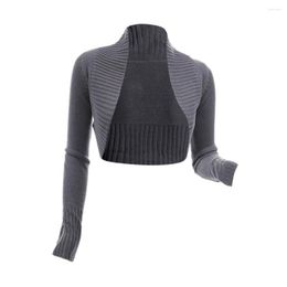 Women's Knits Women Solid Colour Fashion Cropped Sweater Warm Shrug Bolero Long Sleeve Open Front Cardigan For