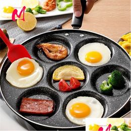 Pans 4/7 Cups Pancakes Frying Pans Breakfast Egg Pan Durable Non-Stick Holes Cooking Ham Pancak Maker Cookware 220423 Home Garden Kitc Dh8Oh