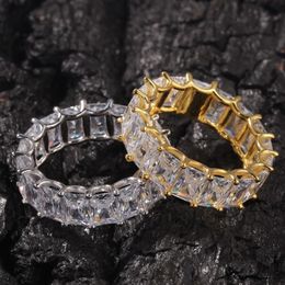 New Design Ice Out HipHop Cube CZ Rings High Quality Jewellery Gold Sliver Micro Paved Ring for Man and Women Gift310p