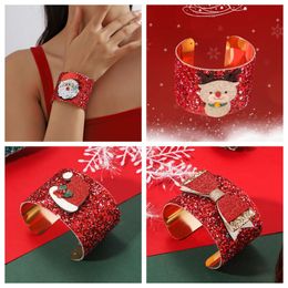 Iron Christmas Red Bracelet Jewelry 6.8cm Plastic Hand Strap Decorations Santa Claus Toy Cartoon Design Merry Xmas New Year Festive Gift Party Supplies Ornament