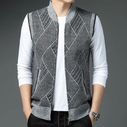 Men's Sweaters Autumn Winter Sweater Vest Men Thick Sleeveless Cardigan Mens Knitted Waistcoat Fashion Stand Collar Knit Vests 231010