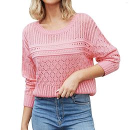 Women's Sweaters Crew Neck Cutout Diamond Knit Sexy Pullover Sweater Long For Women