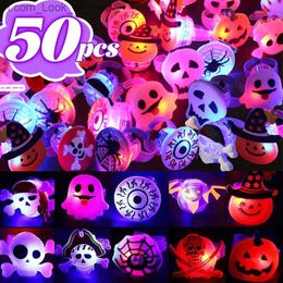 Other Event Party Supplies LED Halloween Luminous Rings Creative Glowing Pumpkin Ghost Skull Rings Glow In The Dark Finger Rings Toys Christmas Party Decor Q231010