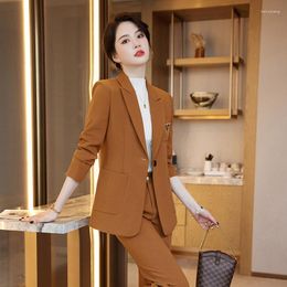 Women's Two Piece Pants Women Business Work Wear Suits Autumn Winter Formal OL Styles Professional Pantsuits Trousers Set Blazers With And