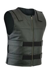 Men's Vests Men Bullet Proof Style Leather Motorcycle Vest for Bikers Tactical Waistcoat y231010
