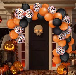 Other Event Party Supplies Halloween Day 16inch Letter Alphabet Foil Ballon Orange Black Polka Dot Latex Confetti Balloon Halloween 's Day Party Decoration Q231010