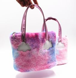 New Unicorn Color Kids Hangbag Lovely Girls One Shoulder Bags Handbag Plush Cartoon Children Hand Bag Pink Purple M265M