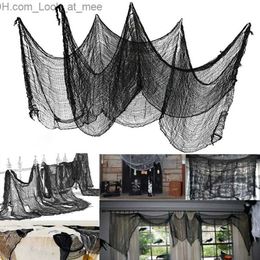 Other Event Party Supplies Halloween Large Black Grid Yarn Cloth Halloween Party Outdoor Indoor Decorations Gothic Haunted House Horror Props Tablecloth Q231010