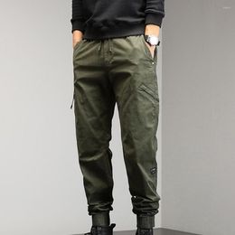 Men's Pants Solid Color Men Trousers Comfortable Casual Breathable Mid Waist Cargo With Elastic Drawstring