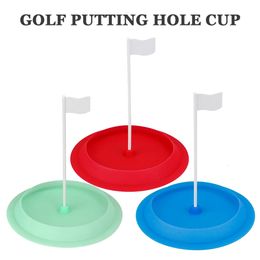 Other Golf Products 1 pcs Indoor Putting Green Blue And Red Hole Cup Practise With White Flag Putter Trainer Outdoor Training Aids Supplies 231010