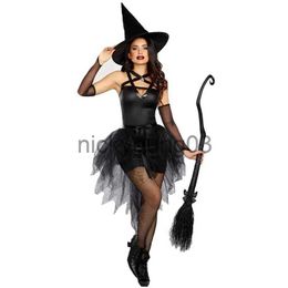 Theme Carnival Halloween Sexy Witch for Woman Costume Gothic Crape Tutu Sorceress Playsuit Cosplay Fancy Party Dress X1010