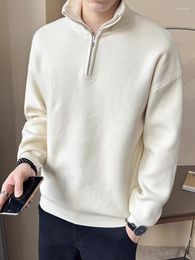 Men's Sweaters Winter Knitwear Sweater Half Zipper Turtleneck Warm Pullover Quality Male Slim Knitted Wool For Spring A60