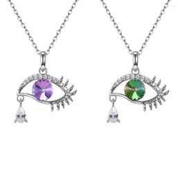 Pendants Creative Women 925 Sterling Silver Crystals Pendant Necklaces Fashion Devil's Eye Tears Zircon Lady Party