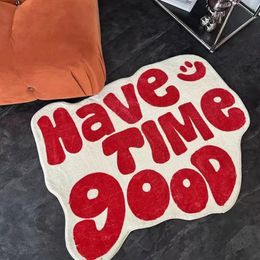 Carpets "Have Good Time" Carpet Art Twisted Alphabet Rug Cosy Soft Bathroom Mat Non Slip Modern Home Decoration Aesthetic Tapis 231010