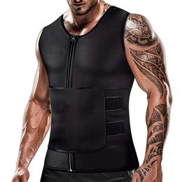 Men Sweat Vest Neoprene Sauna Suit Waist Trainer Belly Control Zipper Body Shaper with Adjustable Workout Tank Top Abdomen2477