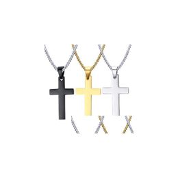 Pendant Necklaces Fashion Cross Necklaces For Women Men Relius Crucifix Pendant Gold Sier Black Chains Luxury Jewellery Gift Jewellery Nec Dhayv