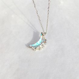 Pendant Necklaces Glowing Discoloration Moon Chain Necklace Korea Creative Luminous Stone Charm For Women Choker Wedding Party Jew246J