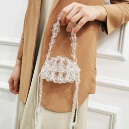 Evening Bags Customised Crystal Handmade Acrylic Transparent Chain Mini Women's Bag Fashion Simple Weaving Beaded Handheld Crossbody