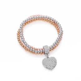 Adjustable Luxury Crystal Heart Charm Beaded Bracelets For Woman Gold Silvery Multi Chains Bracelet 2020 New Fashion Jewelry260U