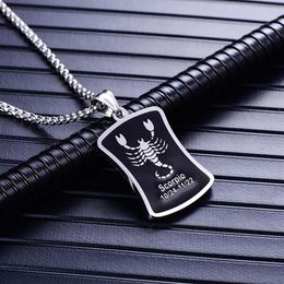 12 constellation silver necklace mens chains pendants stainless steel male accessories gold chain necklace jewelry on the neck238c