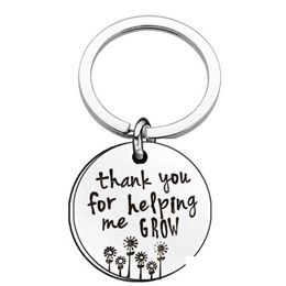 Keychains & Lanyards Teachers Day Gift Thank You For Hel Me Grow Keychains Women Mens Teacher Stainless Steel Key Chains Fashion Thank Dh4N2