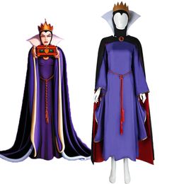 Wicked Evil Queen Witch Cosplay Costume Adult Women Purple Cloak Dress Suit Girl Outfit Halloween Party